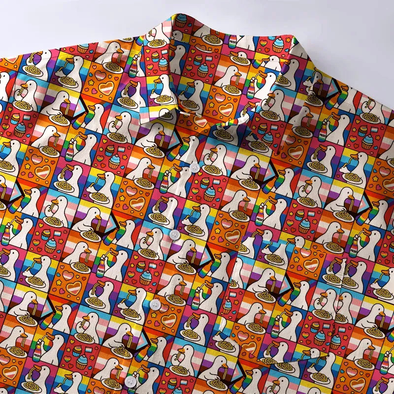 Kyoto-Lion More Spaghetti Less Upsetti Rainbow Spaghetti Feast Button-up Shirt