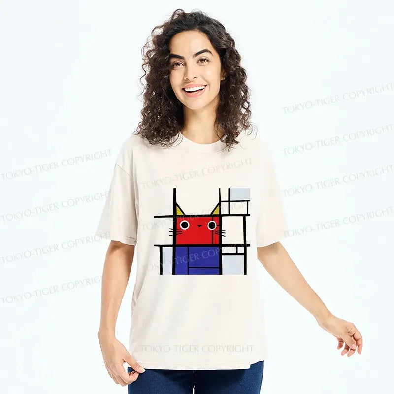 vintage japanese ukiyo-e cat t-shirt for streetwear