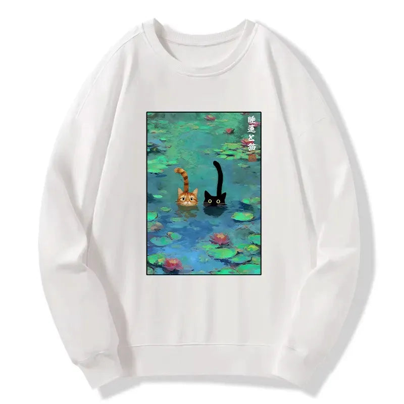 japanese style funny cat sweatshirt
