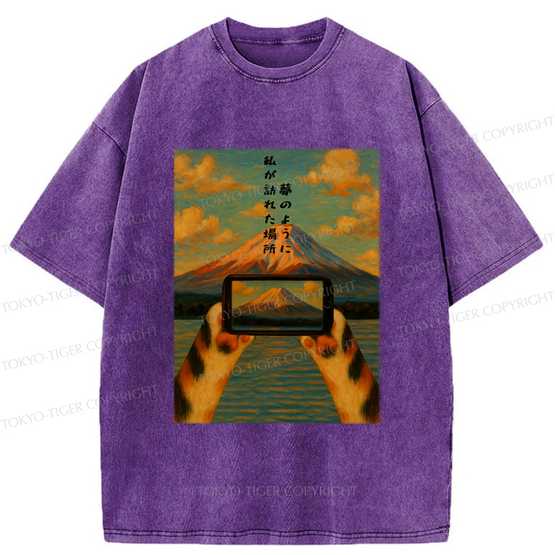 Kyoto-Lion The Little Cat Photographer Washed T-Shirt