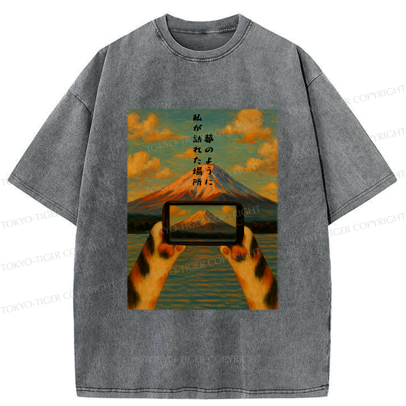 Washed Japanese Cat Photographer T-Shirt