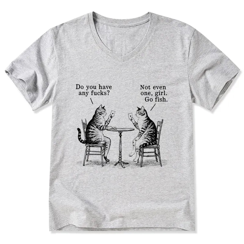 Japanese Cat Poker V-Neck T-Shirt