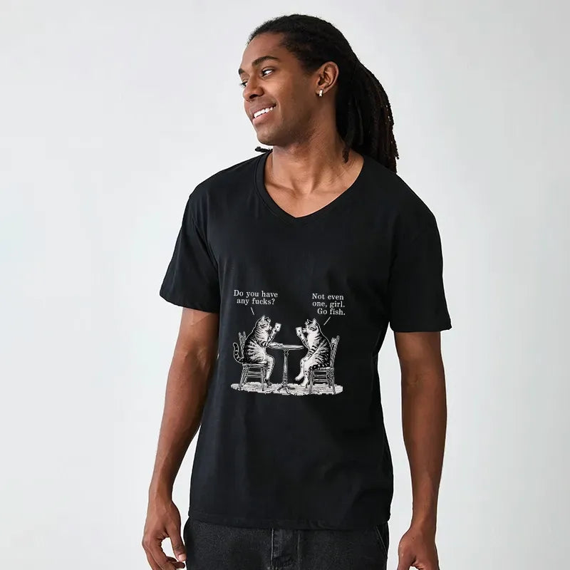 Japanese Cat Poker V-Neck T-Shirt