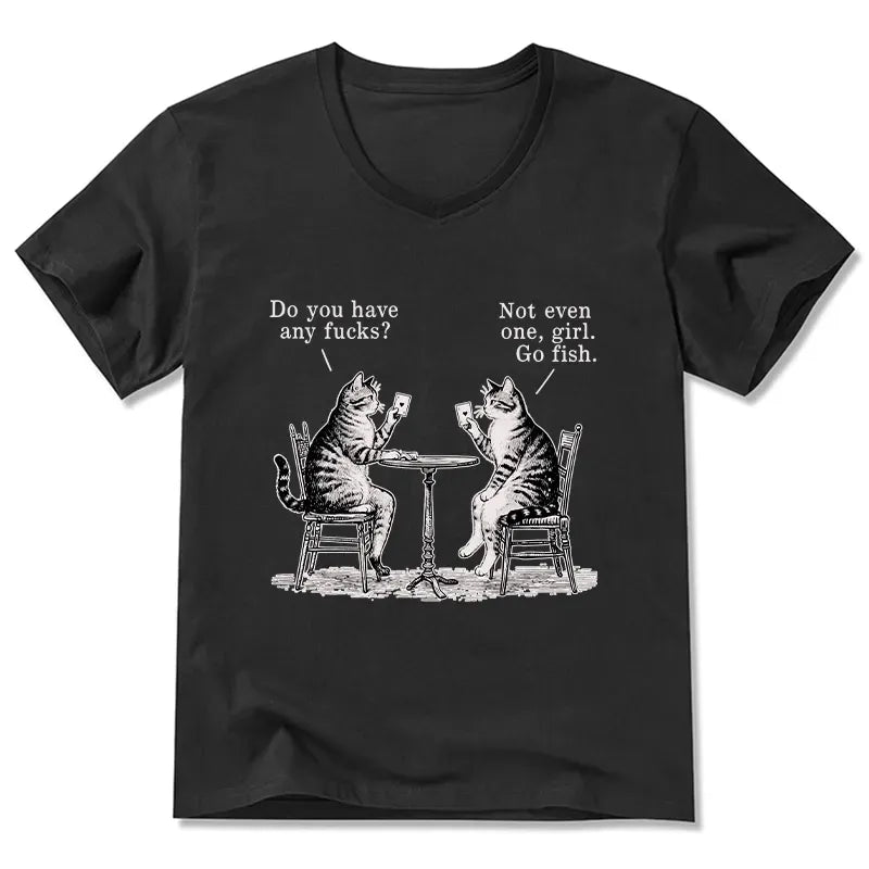 Japanese Cat Poker V-Neck T-Shirt