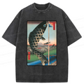 Kyoto-Lion Japanese Carp Streamer Washed T-Shirt