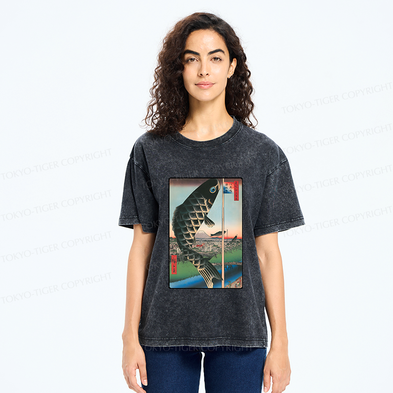 Japanese Carp Streamer Washed T-Shirt