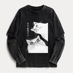 Kyoto-Lion The Cat Is Watching Today Washed Double Layer T-Shirt