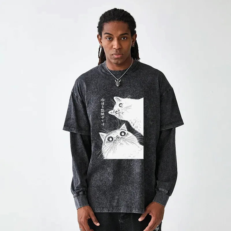 Japanese Cat T-Shirt for Daily Wear