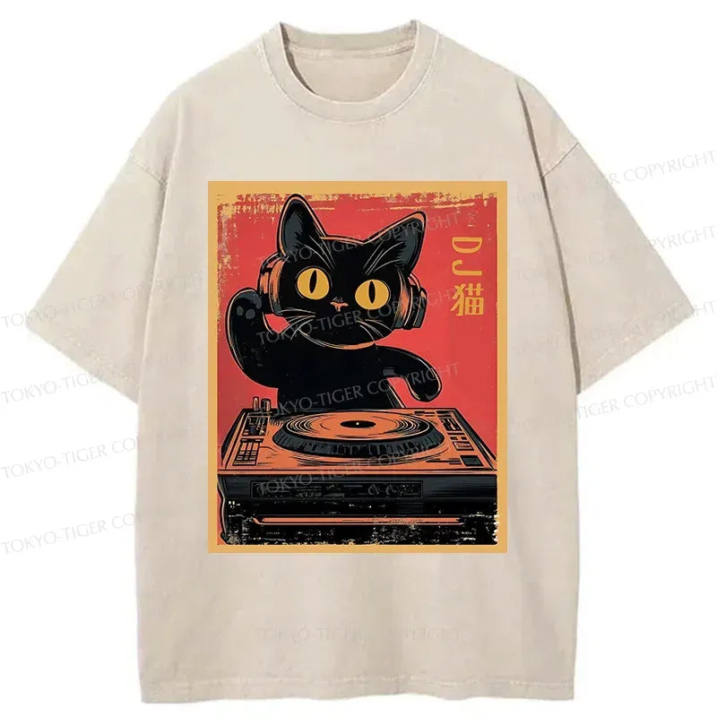 Japanese Cat Washed T-Shirt