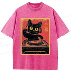 Japanese Cat Washed T-Shirt