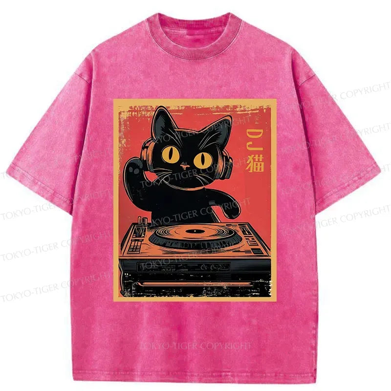 Japanese Cat Washed T-Shirt