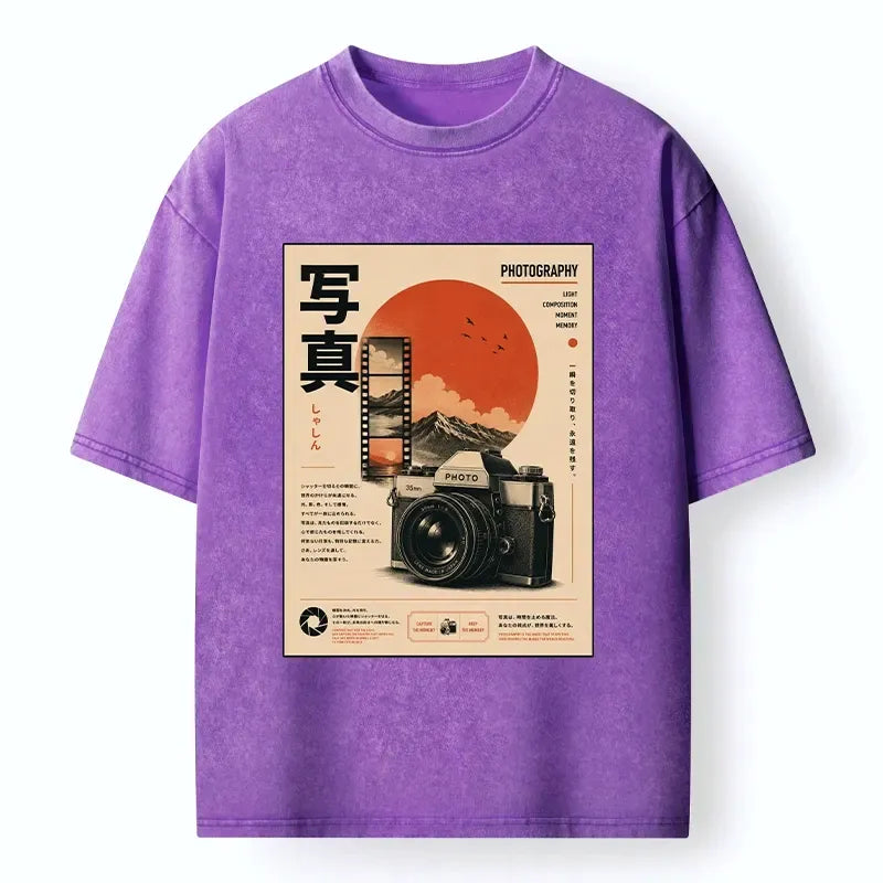 Kyoto-Lion Vintage Japanese Photography Camera Poster Washed T-Shirt