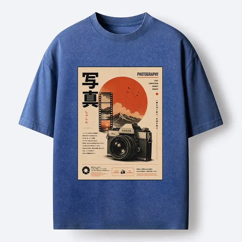 Kyoto-Lion Vintage Japanese Photography Camera Poster Washed T-Shirt