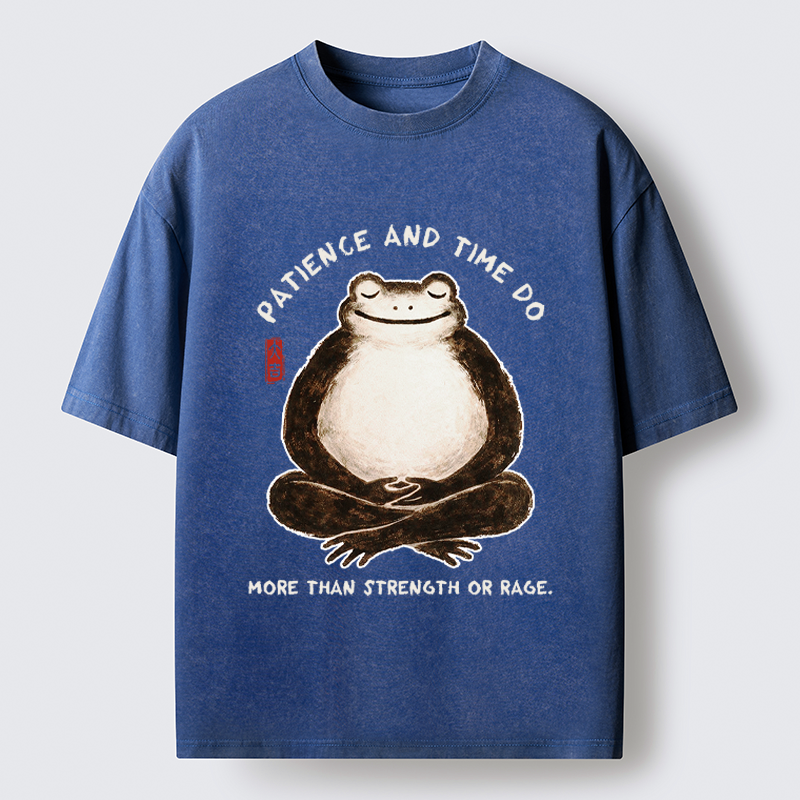 Kyoto-Lion Zen Frog Wisdom Washed T-Shirt