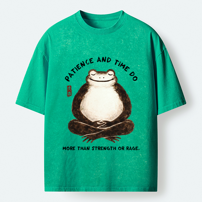 Kyoto-Lion Zen Frog Wisdom Washed T-Shirt