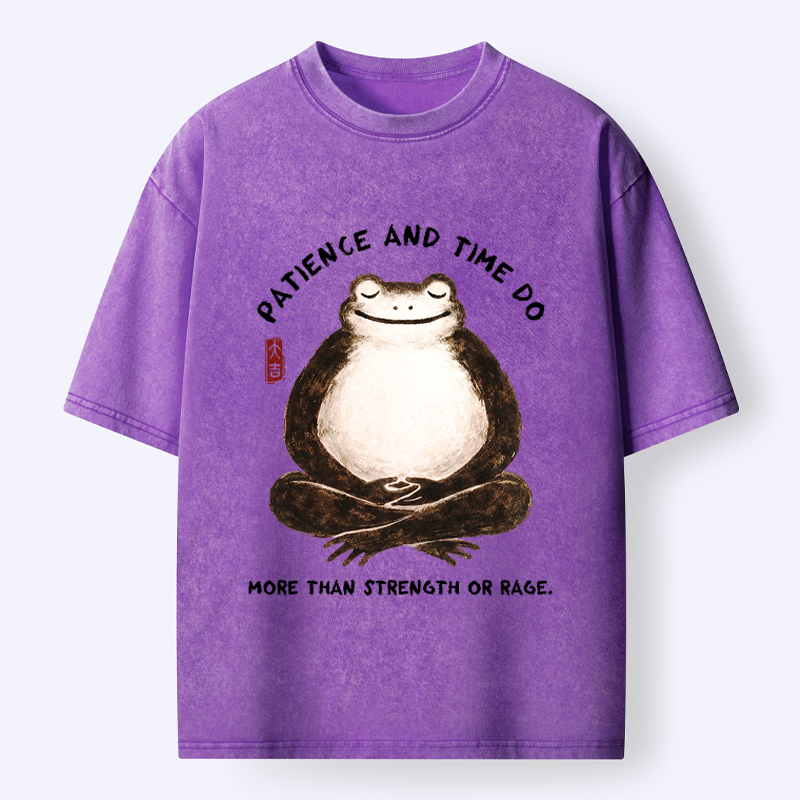 Kyoto-Lion Zen Frog Wisdom Washed T-Shirt