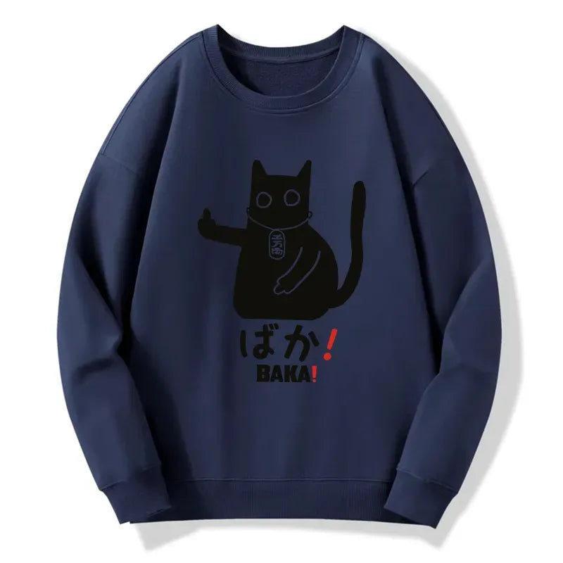japanese baka cat sweatshirt for daily wear