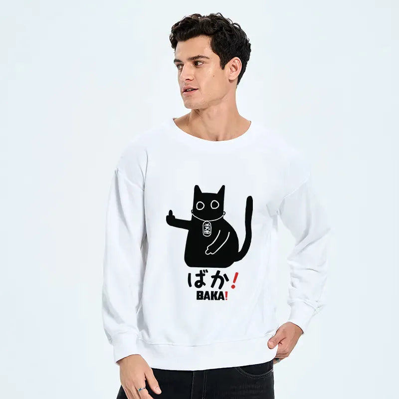 japanese baka cat sweatshirt for daily wear