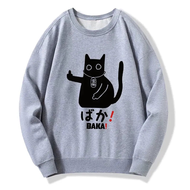 japanese baka cat sweatshirt for daily wear