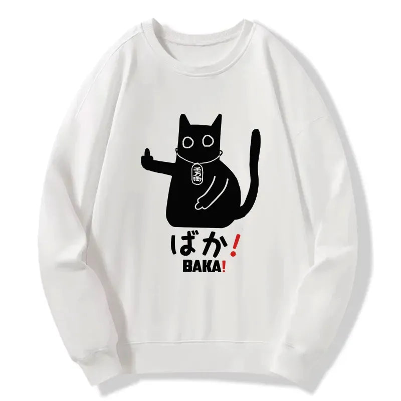 japanese baka cat sweatshirt for daily wear