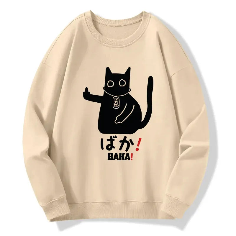 japanese baka cat sweatshirt for daily wear