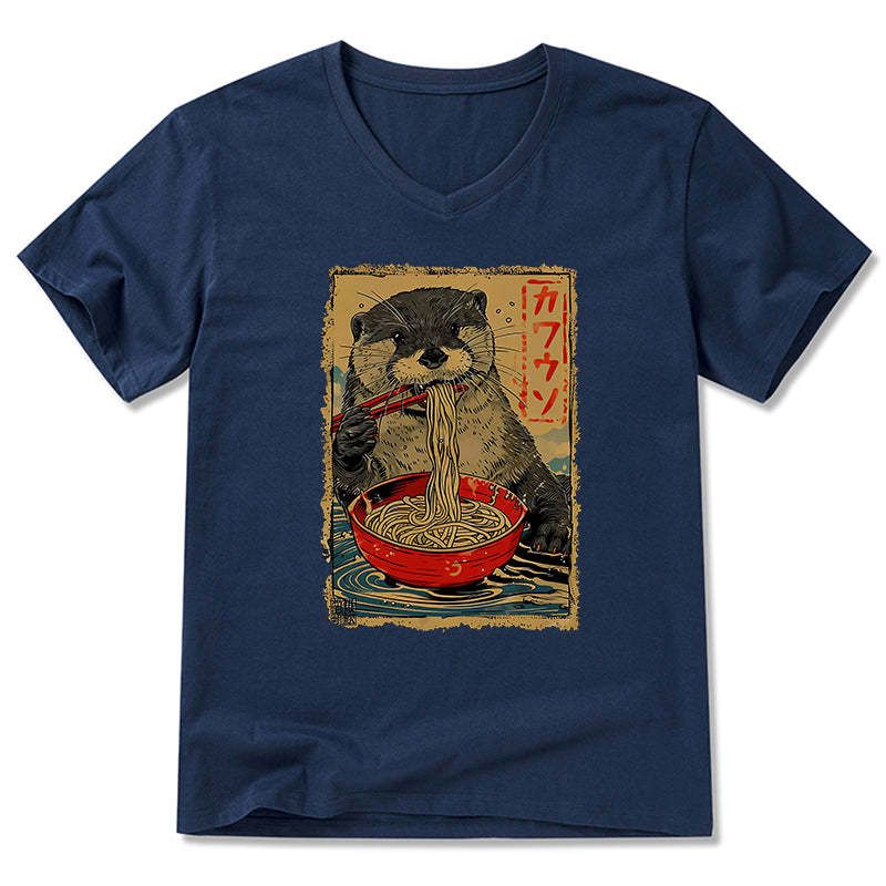 kyoto lion vintage v-neck tee for summer