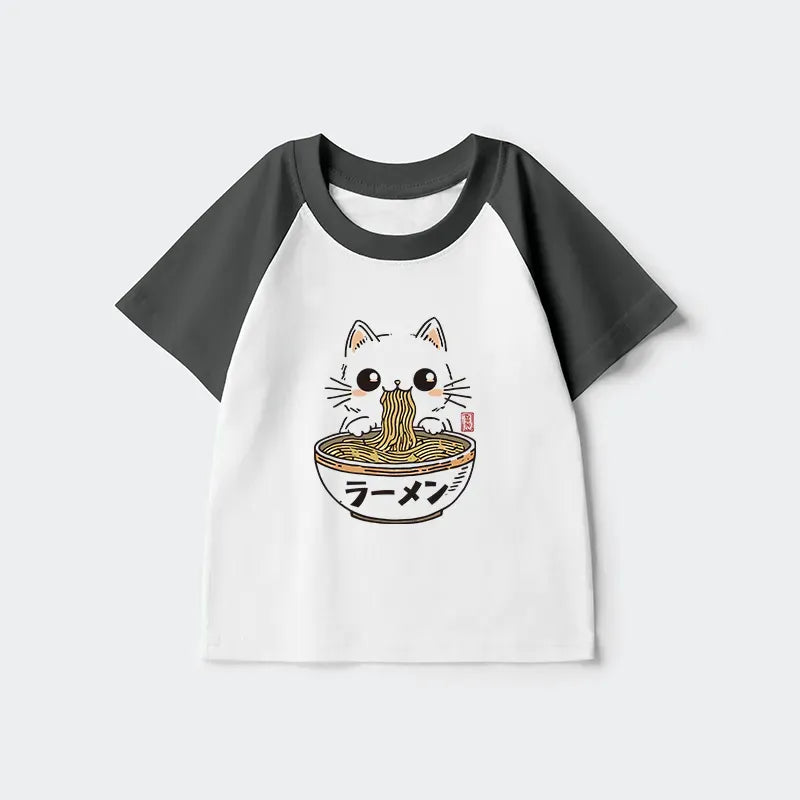 Kyoto-Lion Purramen Time Kids Raglan T-shirt