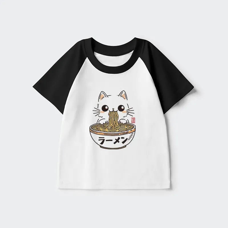 Kyoto-Lion Purramen Time Kids Raglan T-shirt