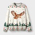 Kyoto-Lion Winter Owl Carry Holiday Letter Fuzzy Christmas Ugly Sweatshirt
