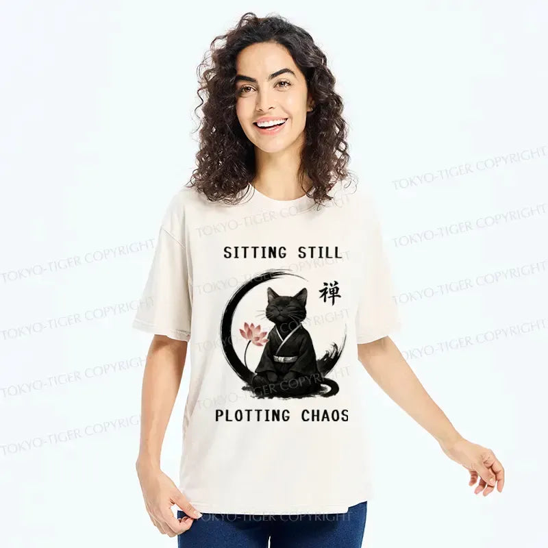 Funny Zen Cat T-Shirt for Daily Wear