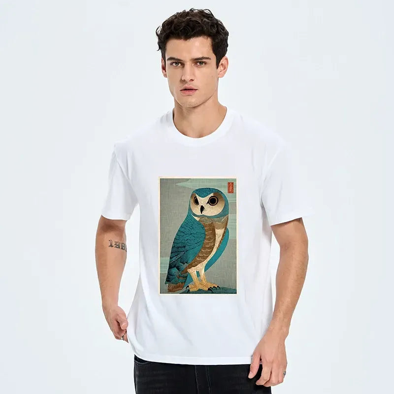 Kyoto-Lion Vintage Owl Woodblock Art Classic T-Shirt