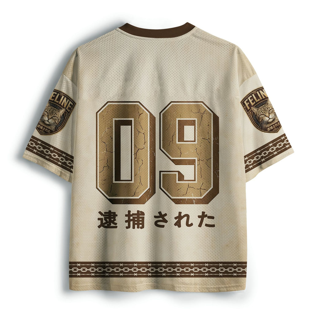 ukiyo-e cat mesh jersey for streetwear