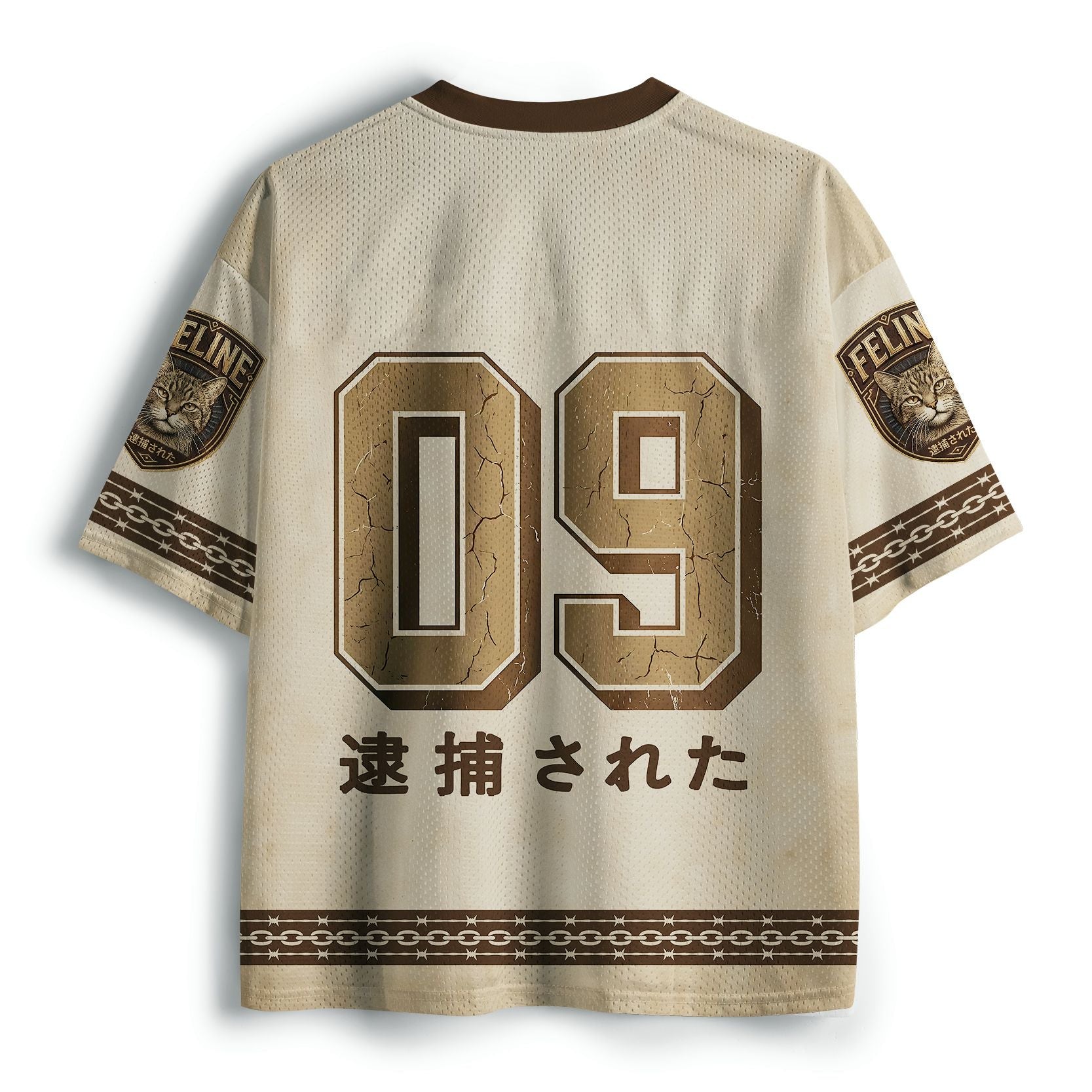 ukiyo-e cat mesh jersey for streetwear