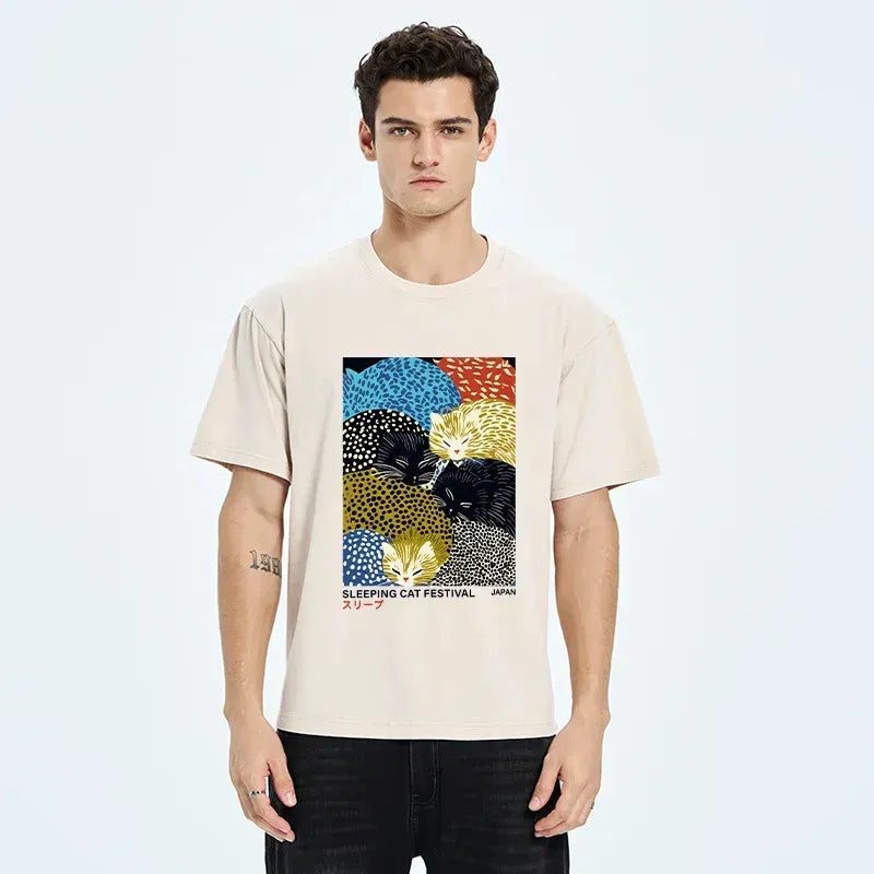 unisex ukiyo-e cat shirt streetwear