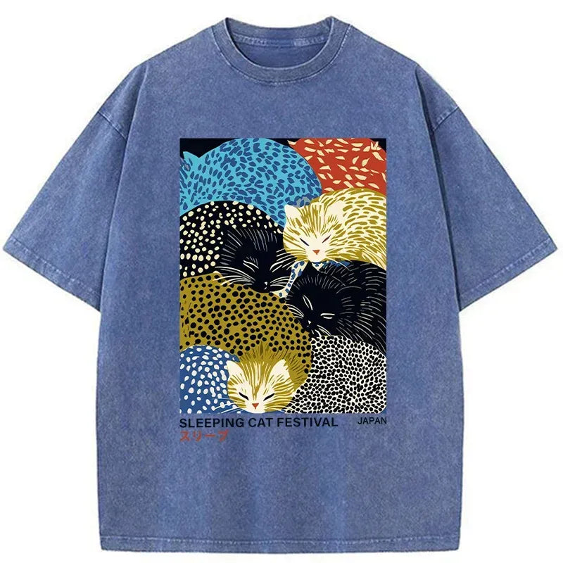 unisex ukiyo-e cat shirt streetwear