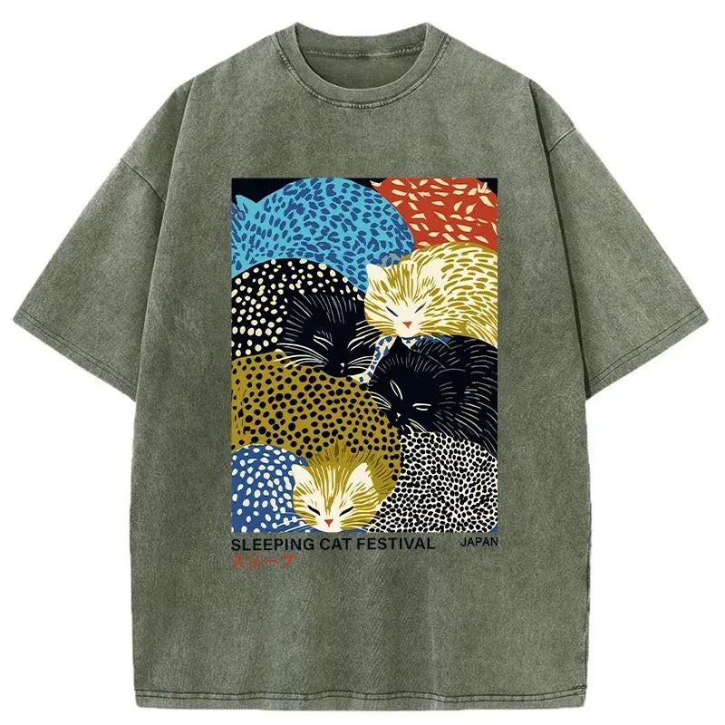 unisex ukiyo-e cat shirt streetwear