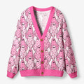 Kyoto-Lion Pink Ghosts Ugly Cardigan Sweater