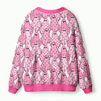 Kyoto-Lion Pink Ghosts Ugly Cardigan Sweater