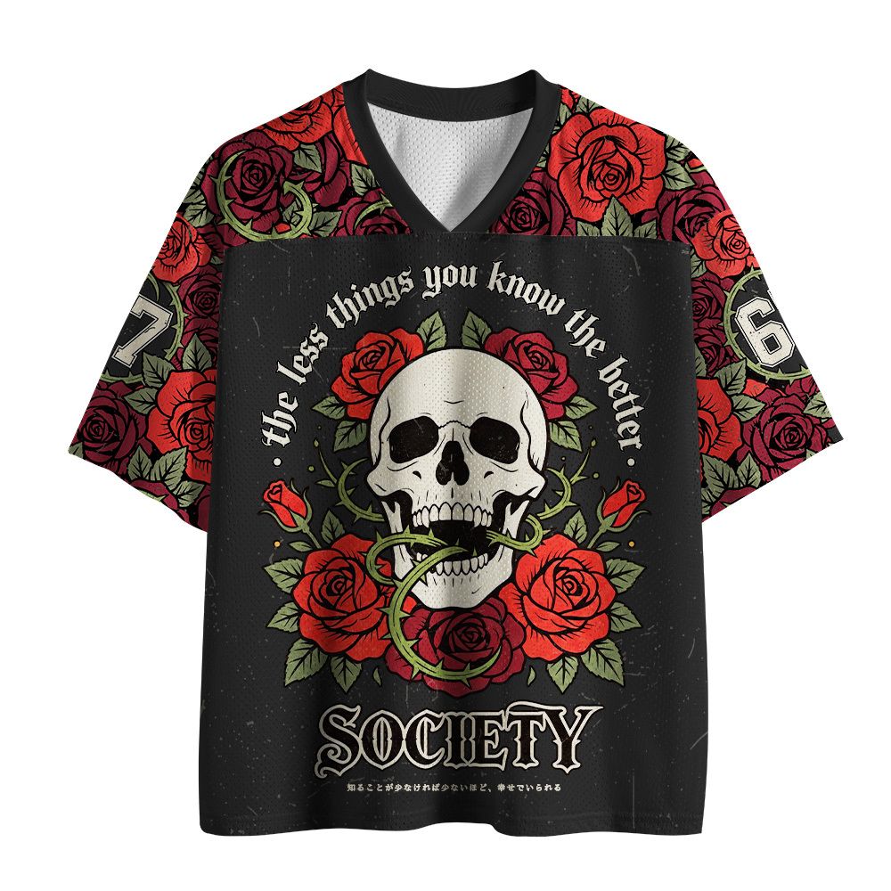 Japanese Skull Mesh Jersey for Streetwear