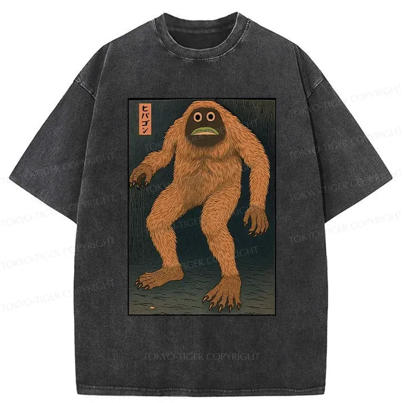 Kyoto-Lion Japanese Long Hair Monster Washed T-Shirt