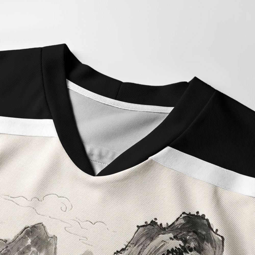 Kyoto-Lion Samurai Cat Mountains Long-Sleeve Hockey Jersey