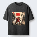 Kyoto-Lion Japanese Samurai Bear With Katana Washed T-Shirt