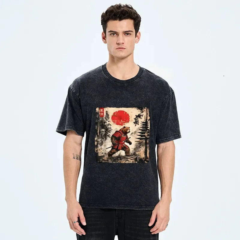 Best Seller Japanese Samurai Bear T-Shirt for Men