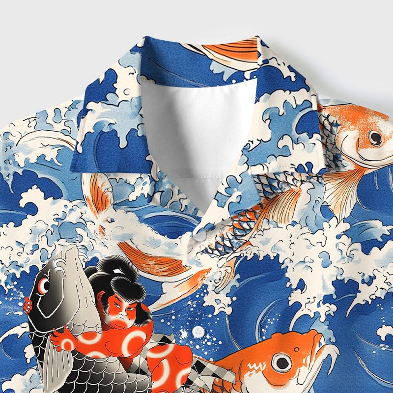Kyoto Lion Cuban Collar Shirt
