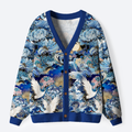 Kyoto-Lion Ukiyo Cranes of the Great Ugly Cardigan Sweater