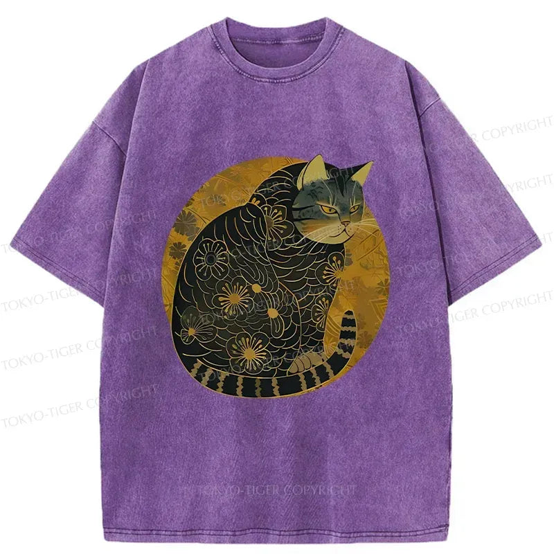 Japanese Retro Cat T-Shirt for Men