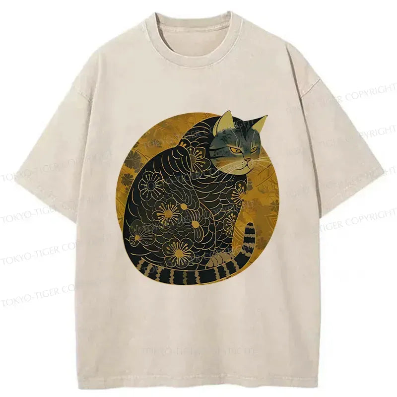 Japanese Retro Cat T-Shirt for Men