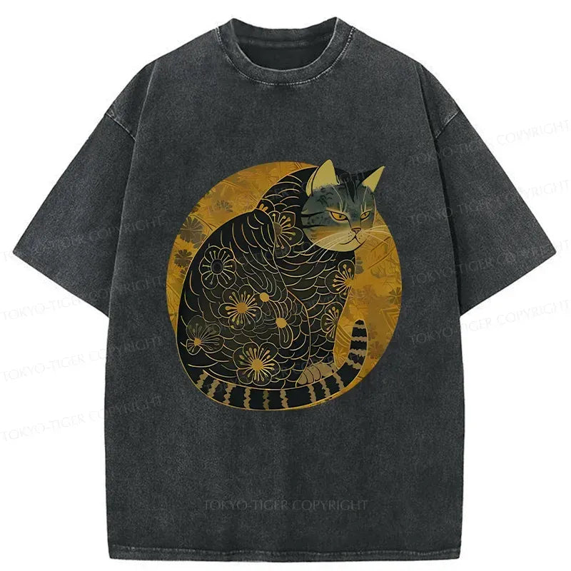 Japanese Retro Cat T-Shirt for Men