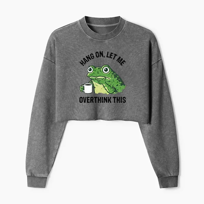 Kyoto-Lion Overthinking Frog With Coffee Washed Crop Sweatshirt
