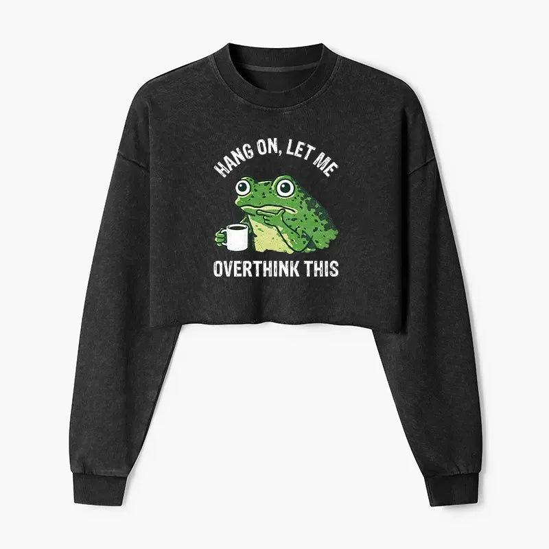 Washed Crop Sweatshirt for Daily Wear